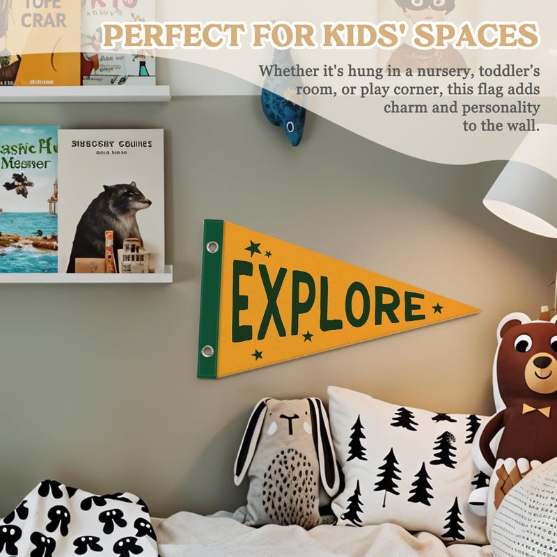 MOFUYU Boys Room Decor,Nursery Decor Pennant Banners Flags,Camping Decor Wall Hanging Felt Banner Decor for Toddler,Boy Room,Nursery,Kids Playroom,Cabin 7.4x14 Inch - Image 5